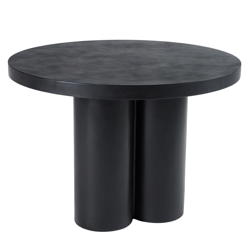 Cid Run Dining Table- Black Concrete Abstract Base- Round 43 Inch