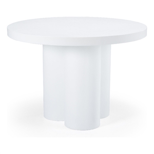 Cid Run Dining Table- White Concrete Abstract Base- Round 43 Inch