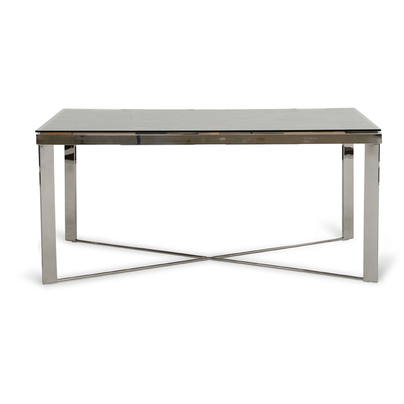 Cid Tiha Dining Table- Reclaimed Ship Wood and Glass Top- 64 Inch Brown