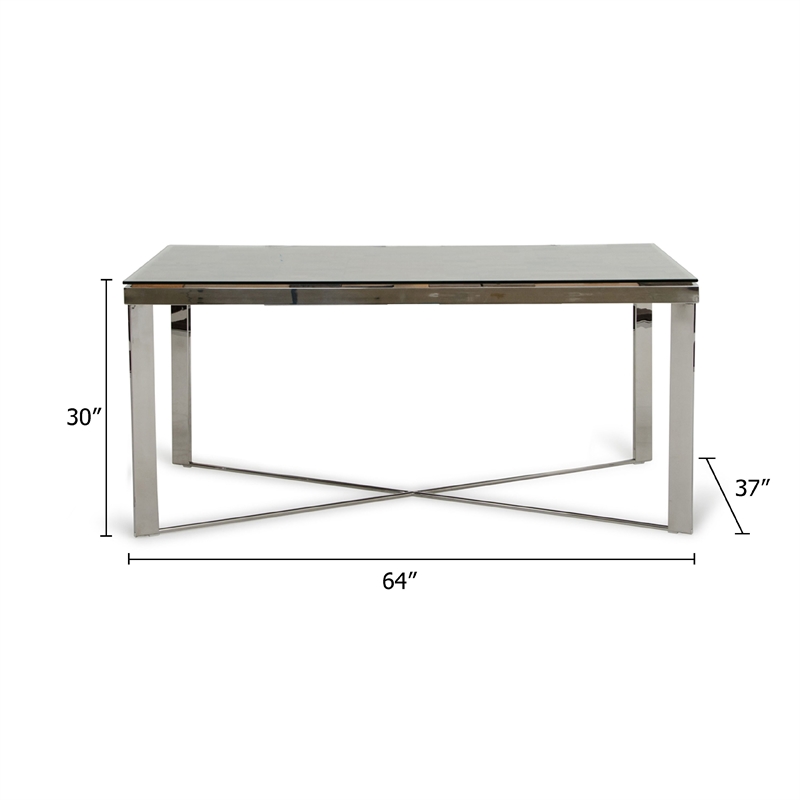 Cid Tiha Dining Table- Reclaimed Ship Wood and Glass Top- 64 Inch Brown