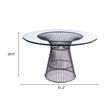 Cid Axa Dining Table- 51 Inch Round Glass Top- Sunburst Black Metal Base