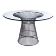 Cid Axa Dining Table- 51 Inch Round Glass Top- Sunburst Black Metal Base