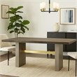 Cid Coe Dining Table- 94 Inch Brown Walnut Top- Gray Concrete Pedestal Base
