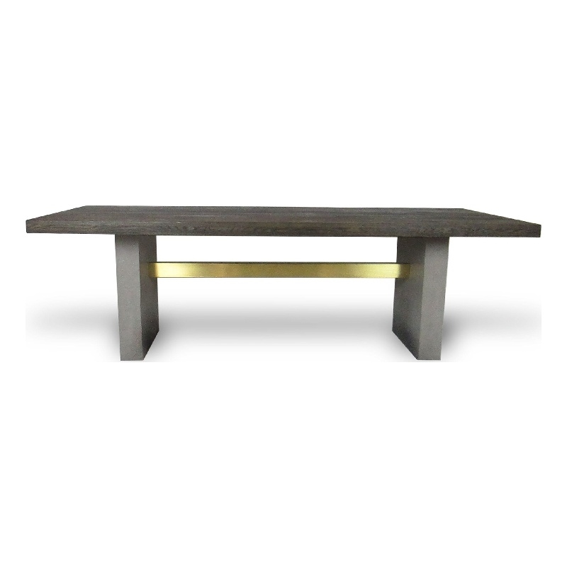 Cid Coe Dining Table- 94 Inch Brown Walnut Top- Gray Concrete Pedestal Base