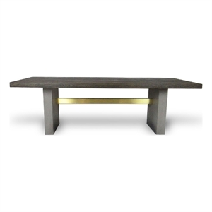 Cid Coe Dining Table- 94 Inch Brown Walnut Top- Gray Concrete Pedestal Base