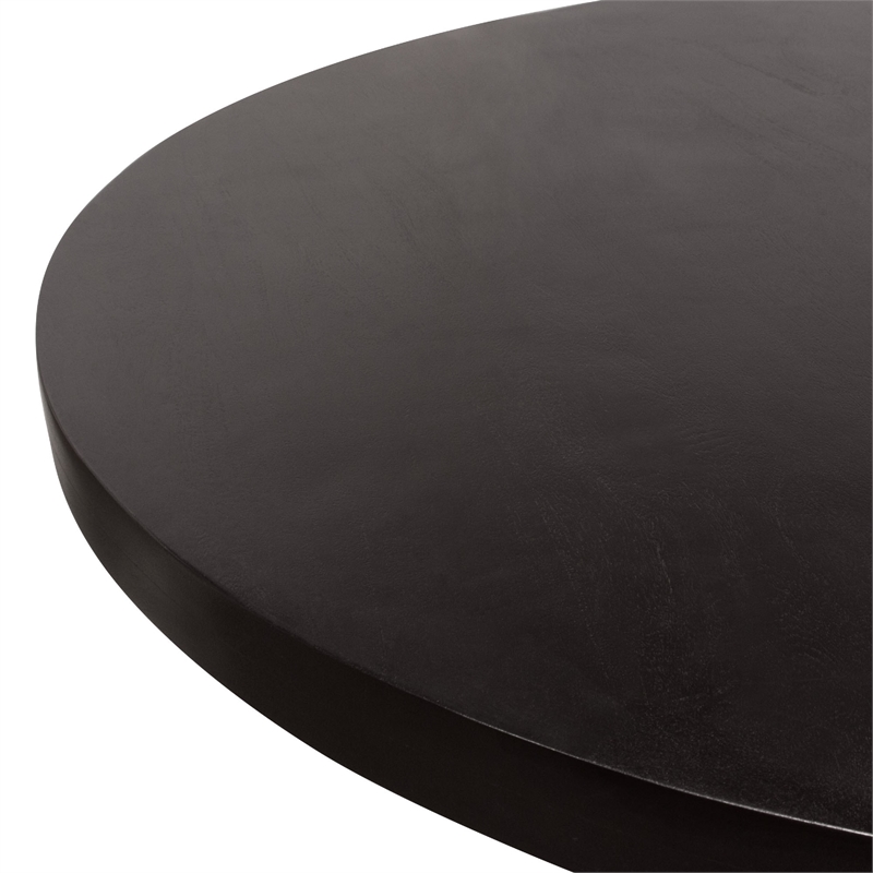 Reny Dining Table- 54 Inch- Round Black Acacia Wood Top- Iron Pedestal