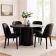 Reny Dining Table- 54 Inch- Round Black Acacia Wood Top- Iron Pedestal