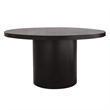 Reny Dining Table- 54 Inch- Round Black Acacia Wood Top- Iron Pedestal