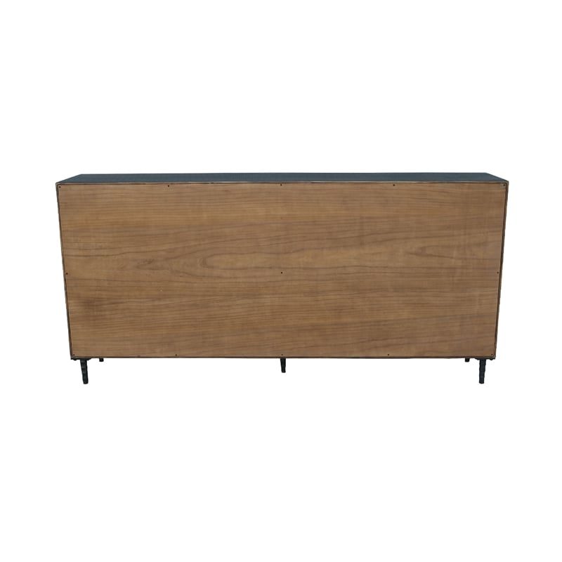 Cara Sideboard Buffet Cabinet-4 Glass Pane Doors-83 Inch Espresso Brown