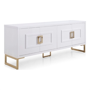 Cid Laha Sideboard Buffet Cabinet-79 Inch-4 Doors-White-Champagne Gold