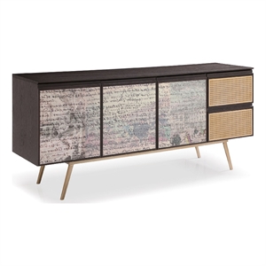 Cid Pevo Sideboard Buffet Cabinet-Smoke Ash Gray-71 Inch-3 Doors