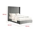 Wolo King Bed-Gray Fur Chenille Ribbed Upholstery-Wing Headboard