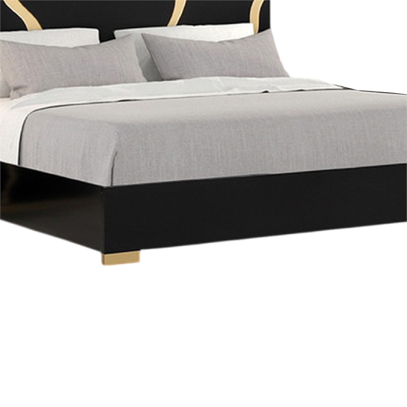 Goldie King Size Bed-Gold and Black Contemporary Bed-Solid Wood