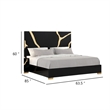Goldie Queen Size Bed-Gold and Black Contemporary Bed-Solid Wood