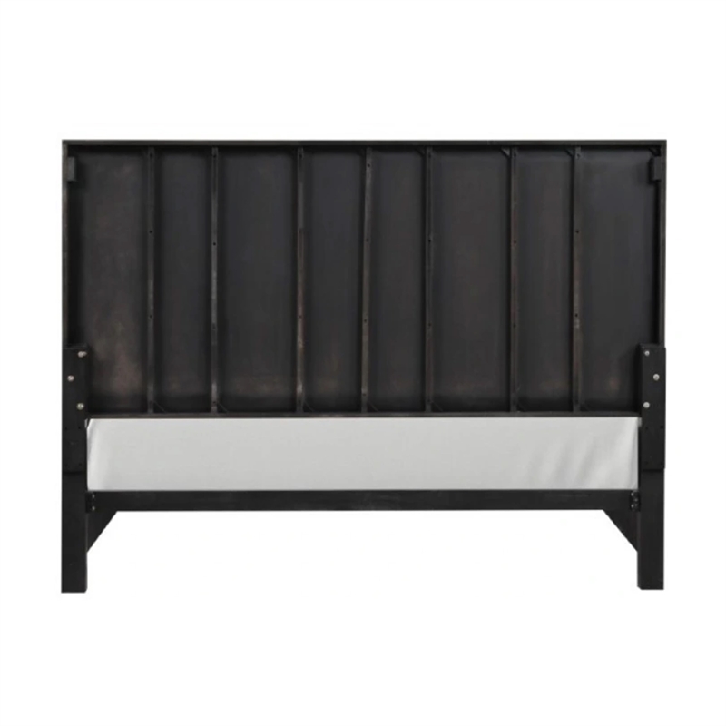 Goldie Queen Size Panel Bed-Black and Gold Pine Wood-Contemporary