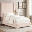 Wolo Full Size Bed-Pink Channel Tufted Fur Chenille Upholstery