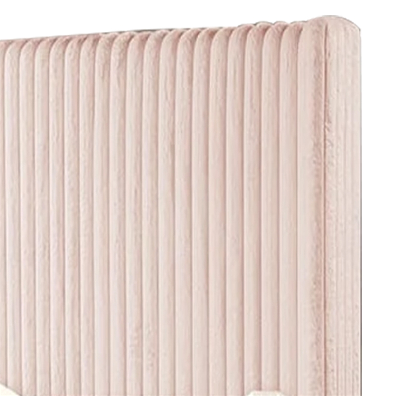 Wolo Twin Size Bed-Pink Channel Tufted Fur Chenille Upholstery