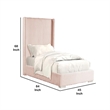Wolo Twin Size Bed-Pink Channel Tufted Fur Chenille Upholstery