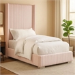 Wolo Twin Size Bed-Pink Channel Tufted Fur Chenille Upholstery
