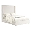 Wolo King Size Bed-White Channel Tufted Fur Chenille Upholstery