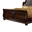 Kera Queen Bed-Brown Cherry Faux Leather Padded Upholstery
