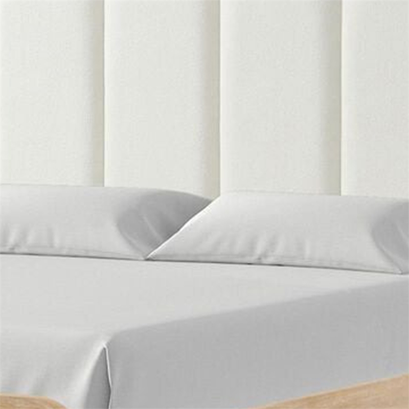 Rexa Queen Bed-White Upholstered Channeled Headboard-Natural Brown Wood