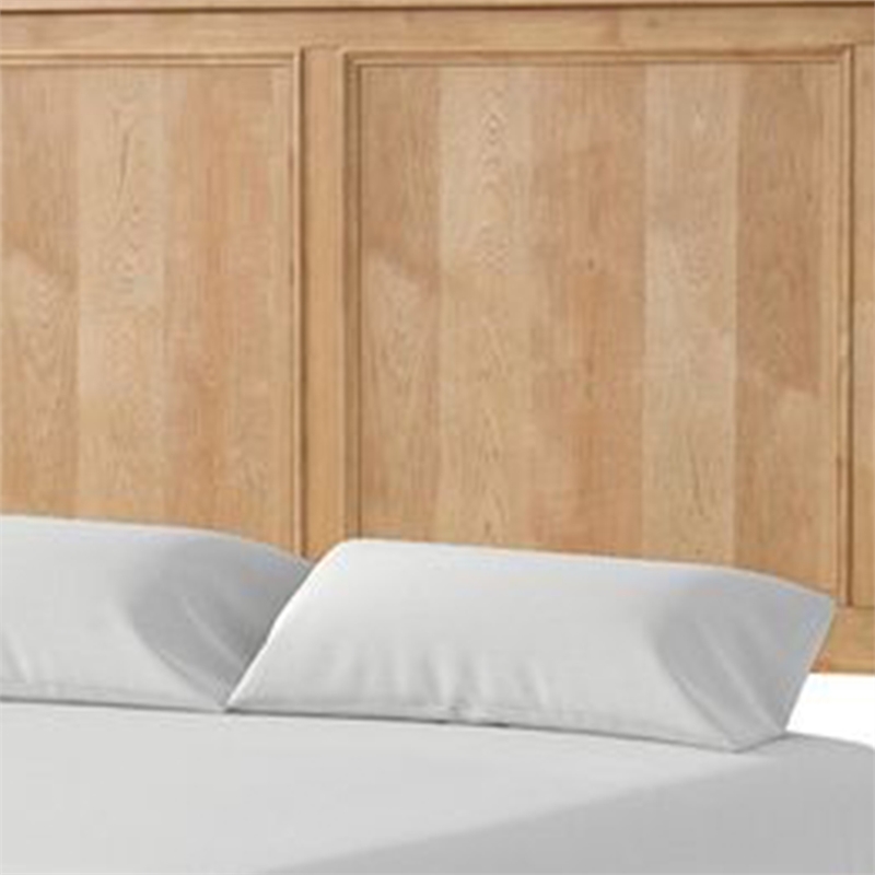 Lexa Queen Bed w Plank Headboard and Molding-Natural Oak Brown Wood