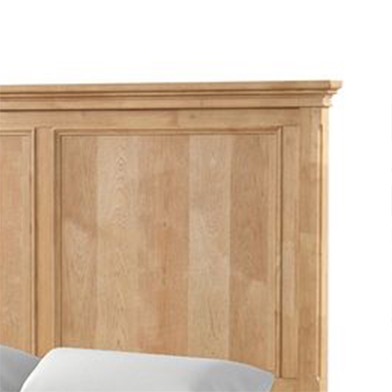 Lexa Queen Bed w Plank Headboard and Molding-Natural Oak Brown Wood