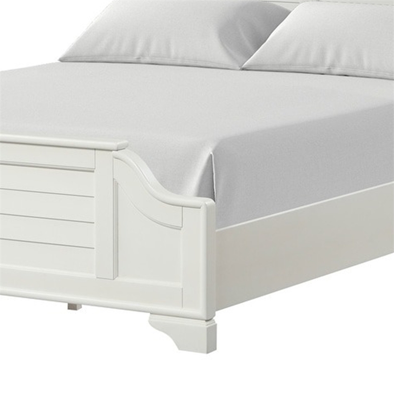 Kyna Queen Bed-Louvered Style and Scalloped Edges-Antique White Wood