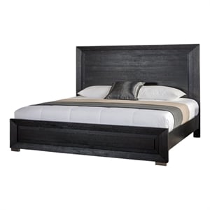Ashen California King Bed-LED Headboard-Chrome Metal Legs-Black Wood
