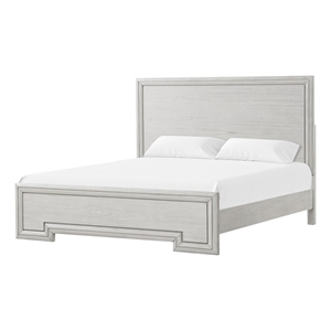 Basil queen Bed-Framed Headboard and Footboard-Rustic White Wood