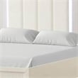 Toi Queen Bed-LED Headboard w Tufted Upholstery-Fluted Antique White