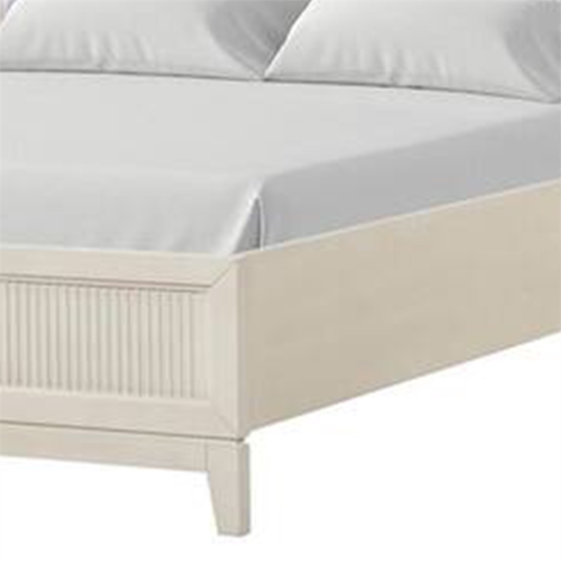 Toi Queen Bed-LED Headboard w Tufted Upholstery-Fluted Antique White