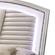 Sam California King Bed with LED-Storage-White Tufted Faux Leather