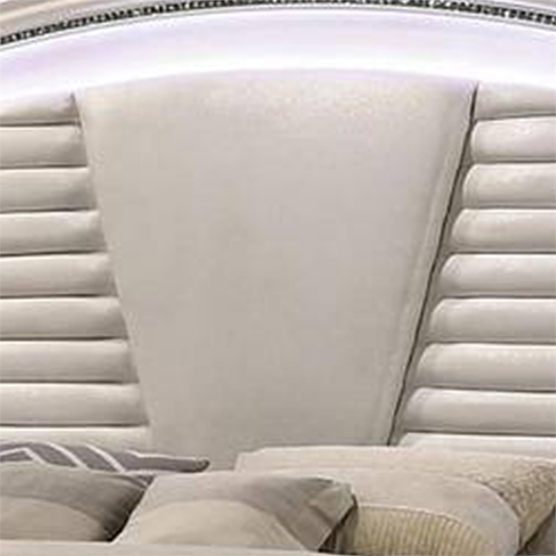 Sam California King Bed with LED-Storage-White Tufted Faux Leather