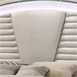 Sam California King Bed with LED-Storage-White Tufted Faux Leather