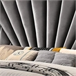 Ino Wingback King Bed-Nailhead Trim-Gray Tufted Velvet Upholstery