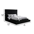 Steph Queen Bed-Black Button Tufted Flannelette Upholstery-XL Headboard