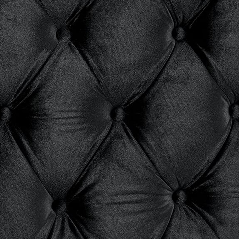 Steph Queen Bed-Black Button Tufted Flannelette Upholstery-XL Headboard