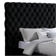 Steph Queen Bed-Black Button Tufted Flannelette Upholstery-XL Headboard