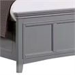 Lile King Bed with Crown Moulding-Storage Drawers-Gray Solid Wood