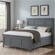 Lile King Bed with Crown Moulding-Storage Drawers-Gray Solid Wood