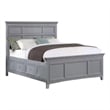 Lile Queen Bed with Crown Moulding-Storage Drawers-Gray Solid Wood