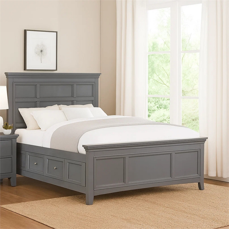 Reno California King Bed with LED Headboard and Metal Legs-Gray Wood