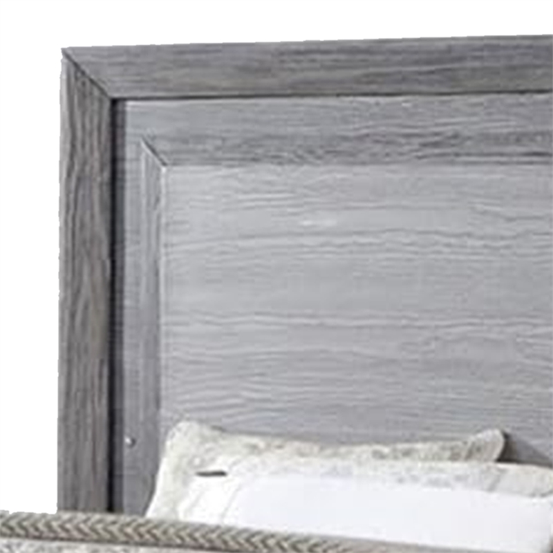 Reno King Bed with LED Headboard and Metal Bracket Legs-Gray Wood