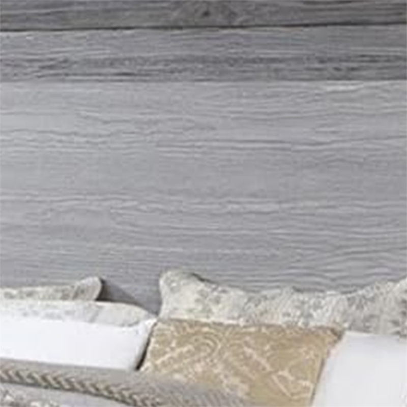 Reno King Bed with LED Headboard and Metal Bracket Legs-Gray Wood