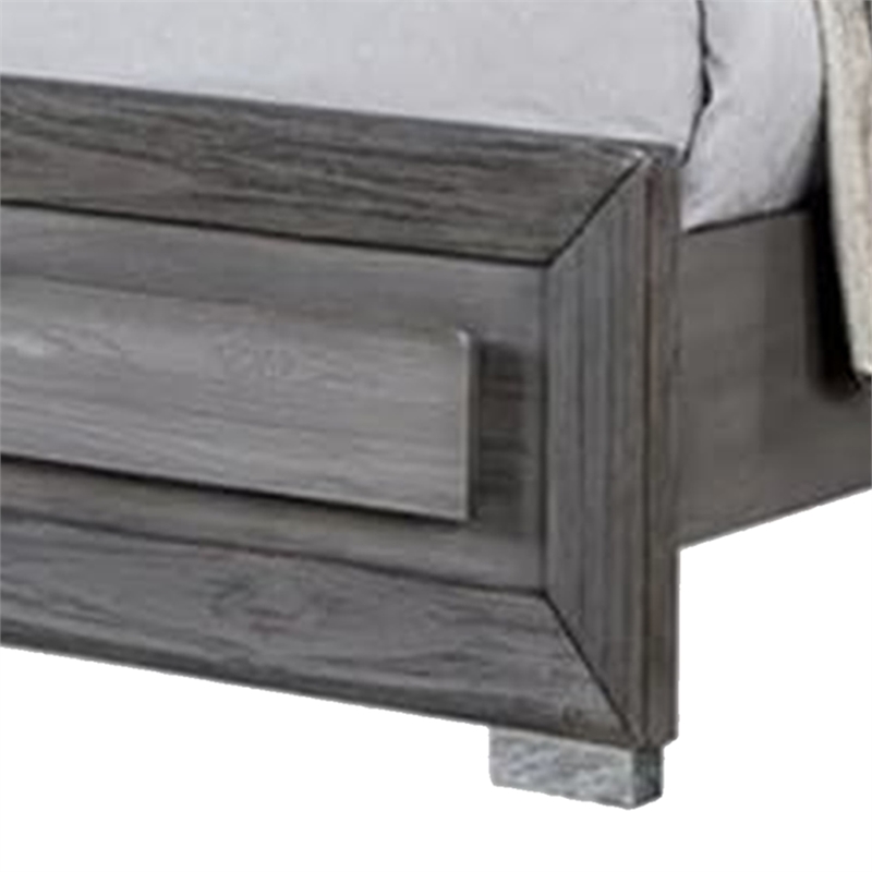 Reno King Bed with LED Headboard and Metal Bracket Legs-Gray Wood