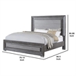 Reno King Bed with LED Headboard and Metal Bracket Legs-Gray Wood