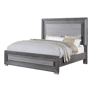 Reno King Bed with LED Headboard and Metal Bracket Legs-Gray Wood