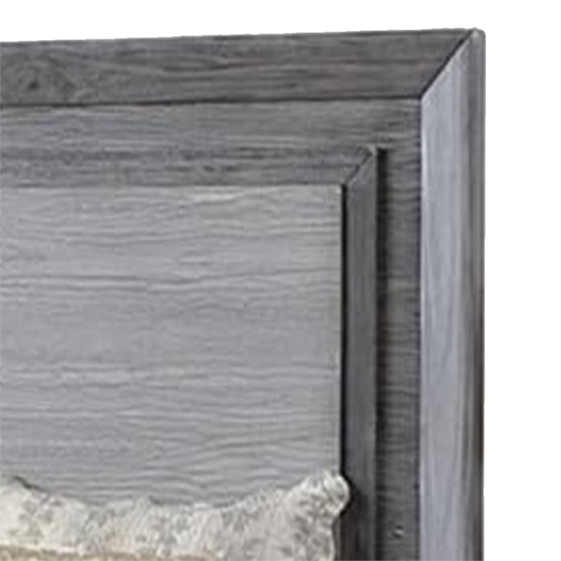 Reno Queen Bed with LED Headboard and Metal Bracket Legs-Gray Wood